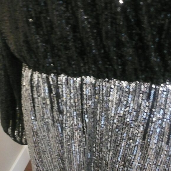 Red Dot Boutique Plus Size Long Sleeves Wrapped V Neck Sequins Dress - Picture 5 of 12